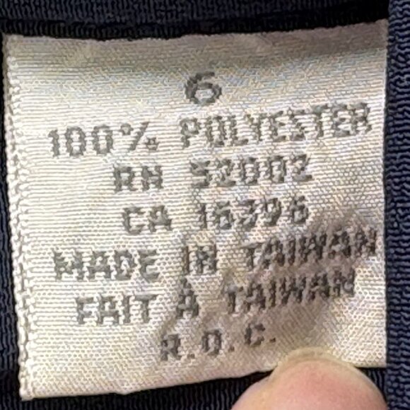 VTG 80s Liz Claiborne Blouse 6 Navy Gold Buttons Military Tailored Structured - Picture 6 of 15